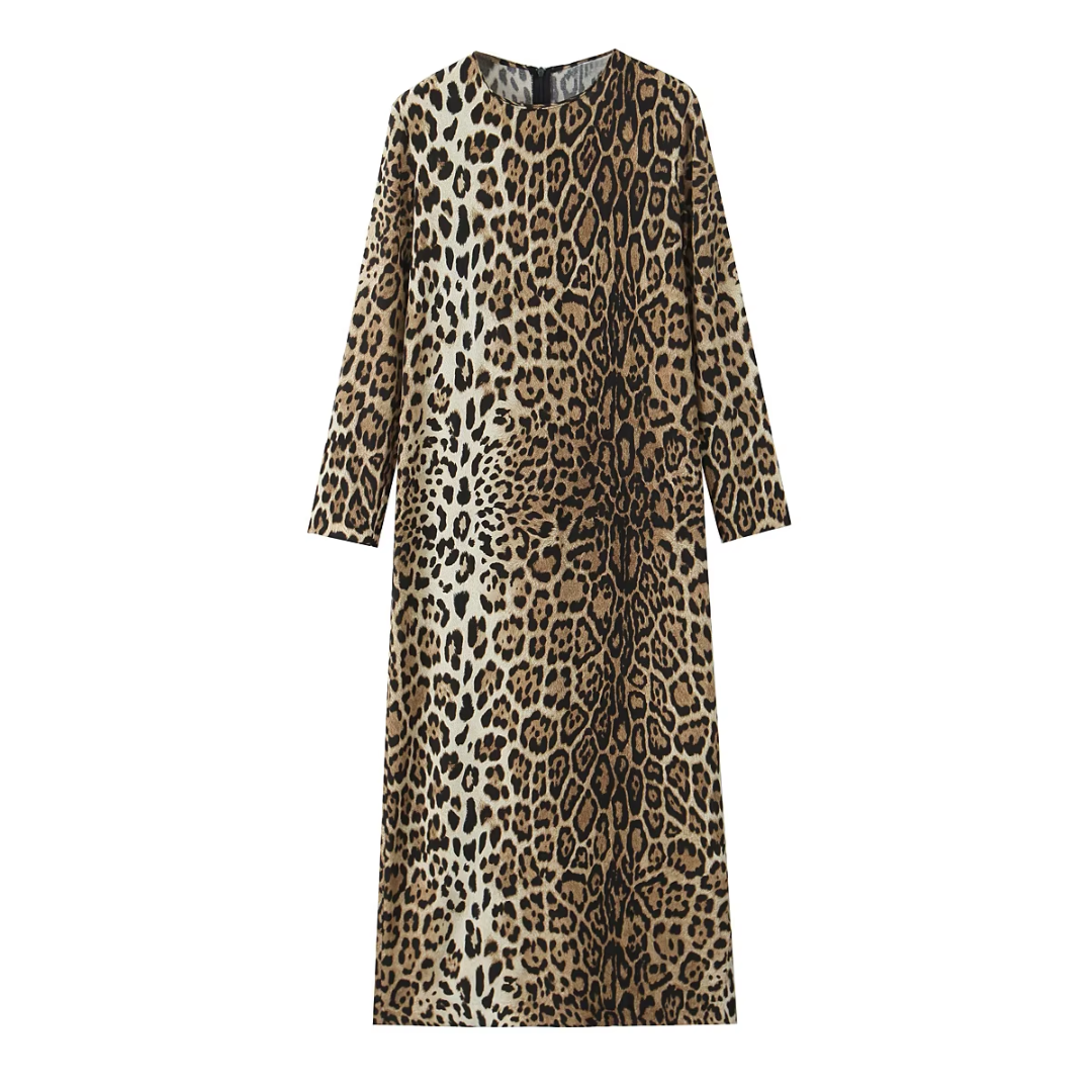 Langärmeliges Leo-Kleid
